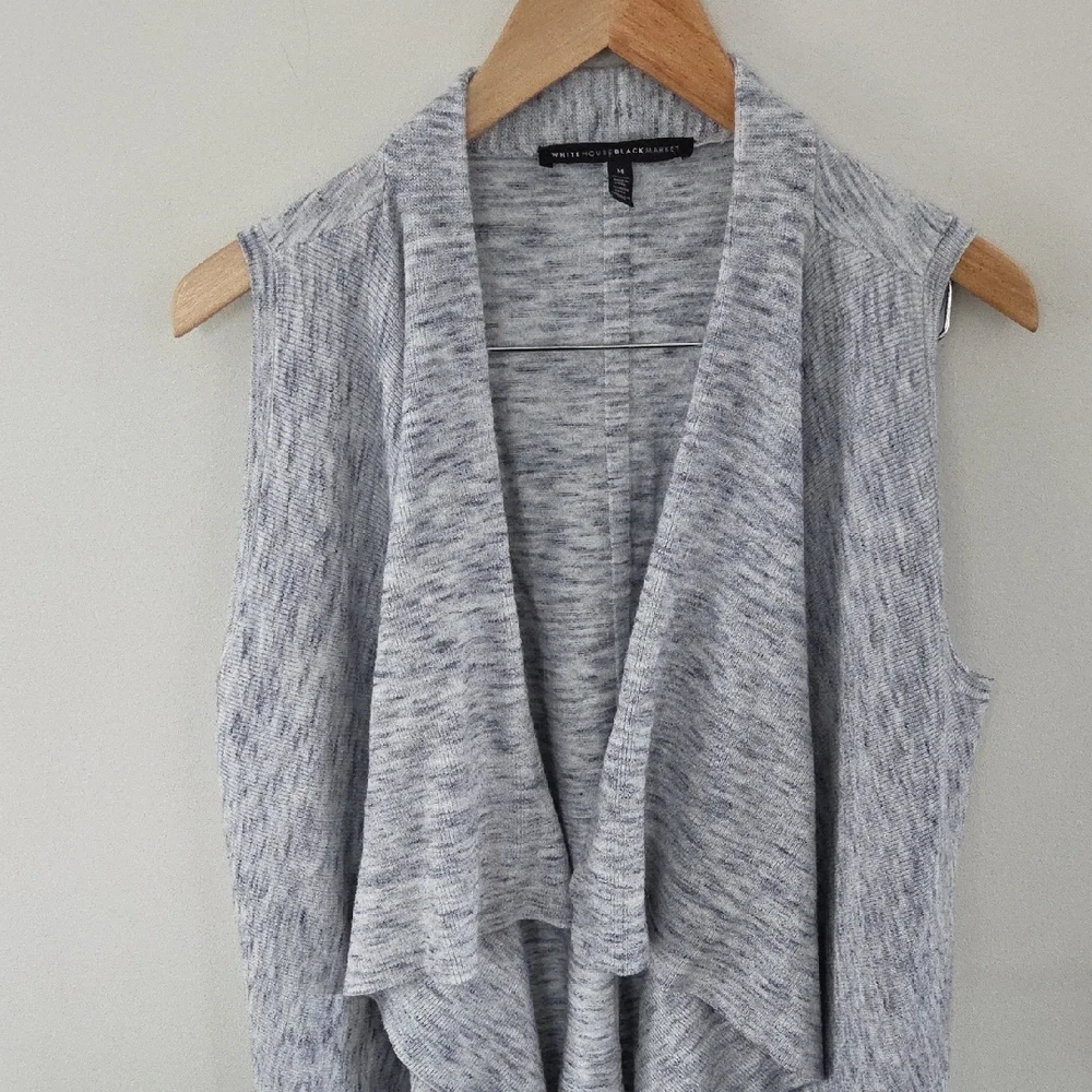 White House Black Market Heathered Gray Drape Vest